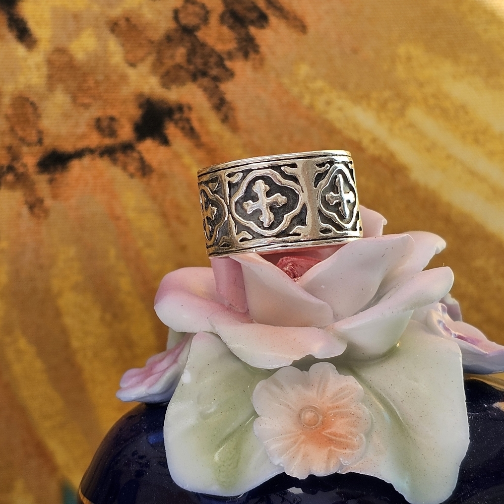 Gothic 925 Sterling Silver Medieval Crosses Ring Size 5.75-6 - Picture 2 of 14